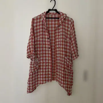 센소유니코 린넨 혼방 체크 가디건 자켓 새상품급