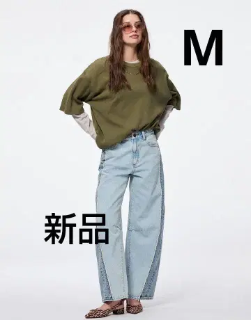 지유 gu 2톤 배럴 레그 청바지 데님 여성용 새상품 미사용