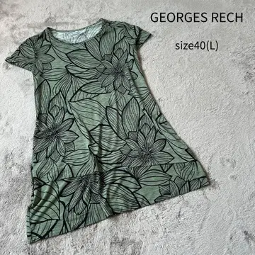 GEORGES RECH 올 패턴 탑 꽃무늬 탑 상의 반팔 롱 기장