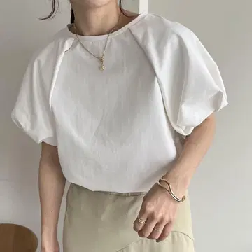 택 포함! 카프리슈 레마쥬 벌룬 T셔츠 화이트