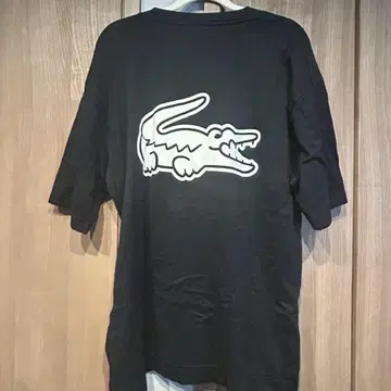 LACOSTE 오버 사이즈 백 프린트 티셔츠 블랙 L