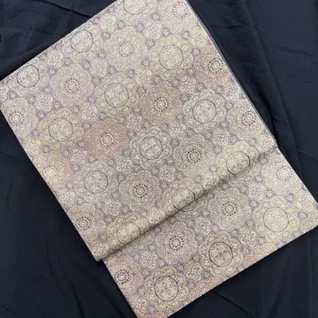 젠쓰 후쿠로 오비 초목 염색 쇼쿠라인 문양 미사용
