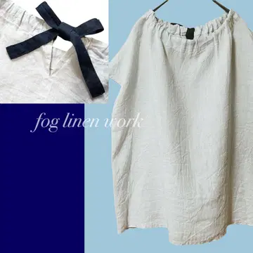 fog linen work 사이미 탑 프렌치 슬리브 린넨 블라우스