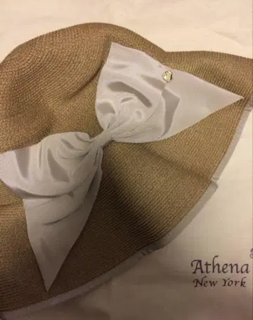 Athena New York 스카이 그레이 리본 밀짚모자 미사용에 가까운