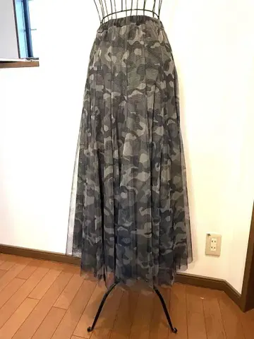 카모 패턴 롱 스커트