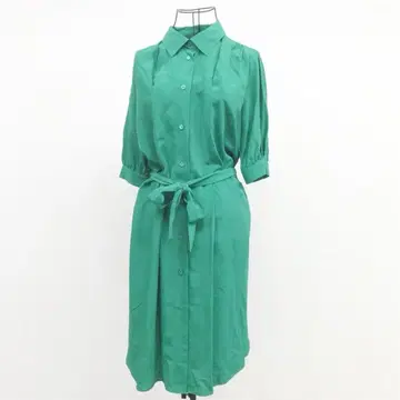 러브모스키노 셔츠 원피스 L 그린 실크 혼방 이탈리아제 리본 청순