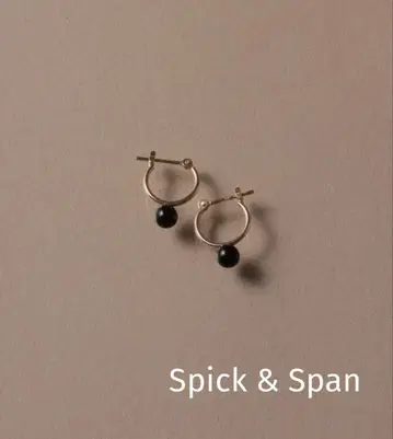 Spick & Span 오닉스 후프 귀걸이 S K10
