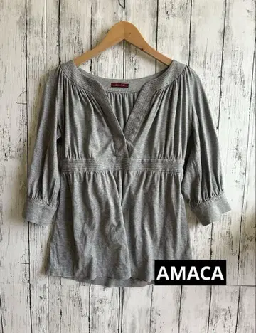 AMACA 아마카 여성용 스키퍼 7부 소매 코튼 티셔츠 M