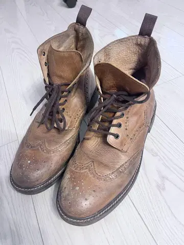 stefanorossi 브라운 가죽 브로그 워크 부츠