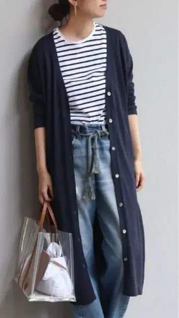 네이비 롱 가디건 긴팔