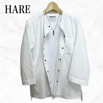 HARE 7부 소매 셔츠 흰색 화이트 상의