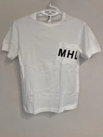 MHL 화이트 포켓 부착 티셔츠