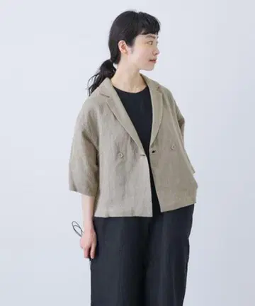 카구레 린넨 하프 슬리브 자켓 내추럴 택 포함 새상품