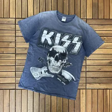 KISS 크루넥 반팔 티셔츠 반팔 티셔츠 보로 그런지