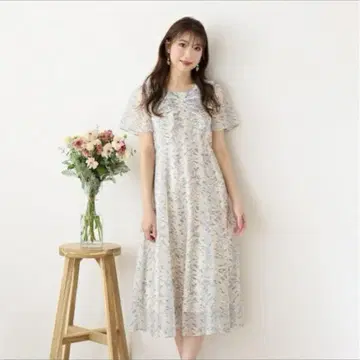 로즈 티아라 42 애프리콧 플라워 원피스 베이지