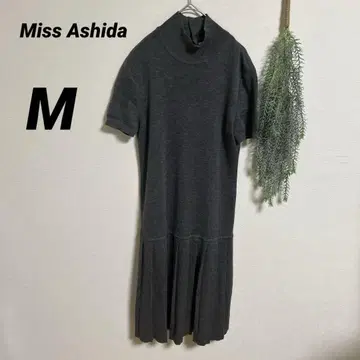 Miss Ashida 다크 그레이 반팔 니트 원피스 하이넥 M