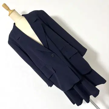 빅 사이즈 도쿄 스타일 디자인 셋업 수트 네이비 경사