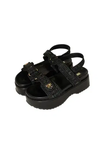 Trois Tweed Platform Sandals 블랙 herlipto
