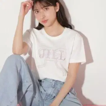 T셔츠 JILLBYJILL STUART 빅 리본 로고 자수