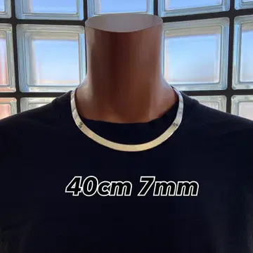 실버 925 목걸이 40cm 7mm 스네이크 체인 플랫 ITALY