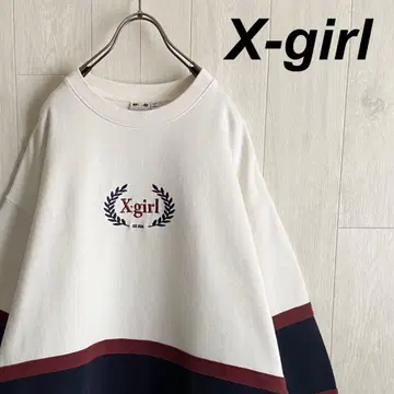 엑스걸 원포인트 자수 로고 멀티 컬러 맨투맨 트레이닝복