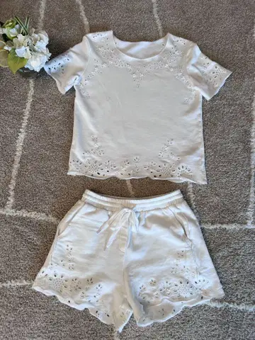 ERMANNO SCERVINO 화이트 셋업 면 자수 M 사이즈