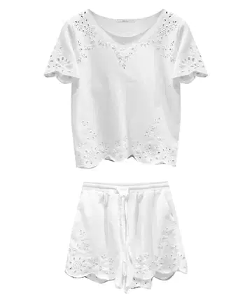 ERMANNO SCERVINO 화이트 셋업 면 자수 M 사이즈