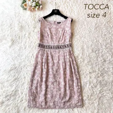 새상품급 TOCCA 클로버 자수 비쥬 원피스 핑크 사이즈 4