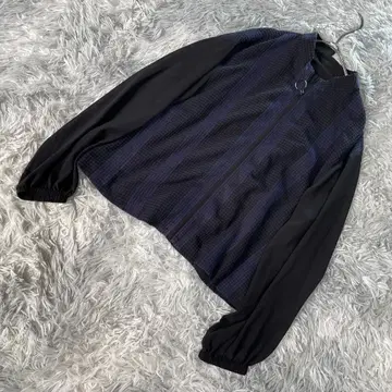mu 뮤 집업 블루종 체크 x 무지 절개 블랙 여성 S