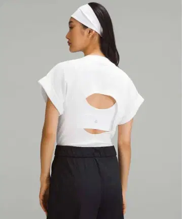 Lululemon 헤비급 화이트 코튼 티셔츠 바디수트