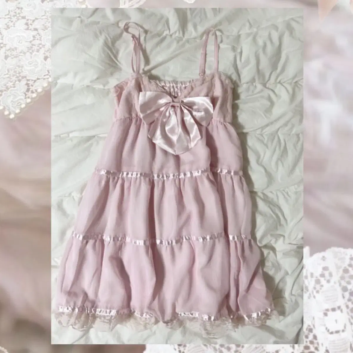 Tralala Trara tralala Big Ribbon Camisole Onepiece Pink Hime Gal