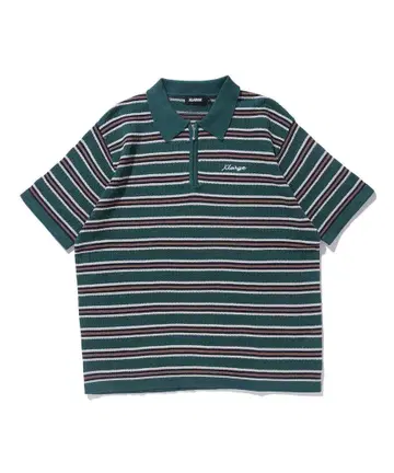 STRIPED MESH KNIT POLO SHIRT 그린 XL