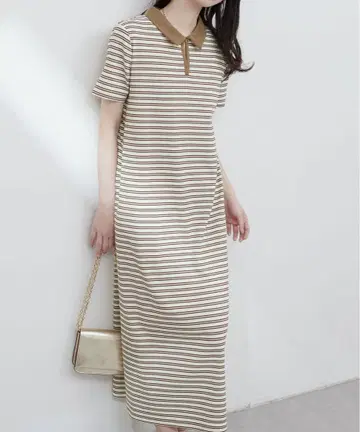 natural couture [WEB 한정판] 배색 스키퍼 티셔츠 원피스