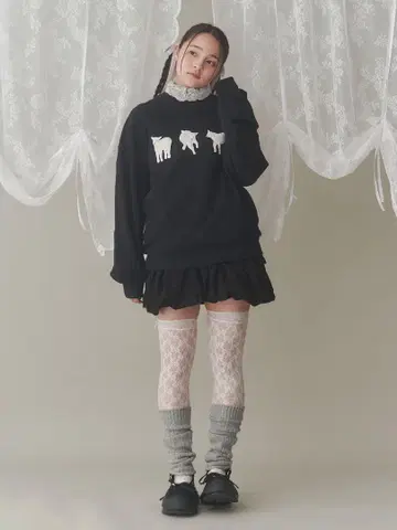 메리 제니 맨투맨 벌룬 스커트 블랙