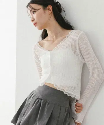 Heather 시어 레이스 가디건