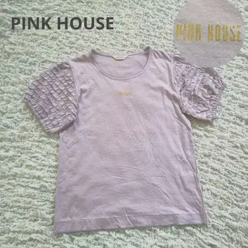 PINK HOUSE 골드 로고 프릴 슬리브 반팔 티셔츠 퍼플 L