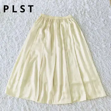PIST 플라스테 광택 플레어 롱 스커트