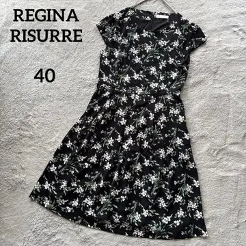 REGINA RISURRE 레지나 리스레 꽃무늬 플레어 원피스 블랙 L