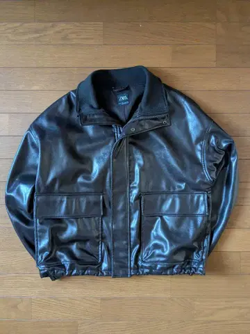 ZARA 페이크 가죽 자켓 K-스타일 한국 스트릿 cityboy