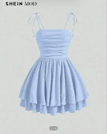 SHEIN MOD 스카이블루 프릴 미니 드레스 파니에 세트 L