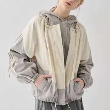 idem bicolor line blouson/리본이 달린 나일론 자켓