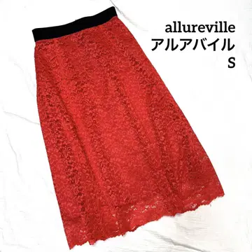 알아바일 allureville 레이스 빨간색 플레어 스커트