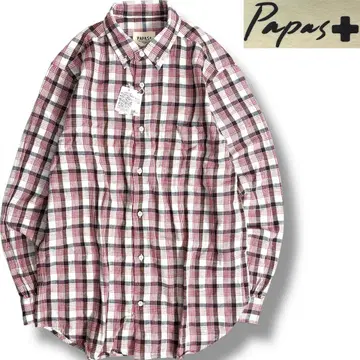 J5207 새상품 파파스 플러스 체크 무늬 버튼 다운 셔츠 레드 L