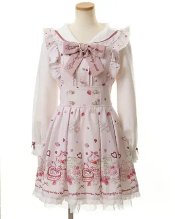 LIZLISA ManyHeartsAfternoontea 패턴 원피스 핑크