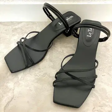 536 LE TALON 샌들 뮬 블랙 스퀘어토