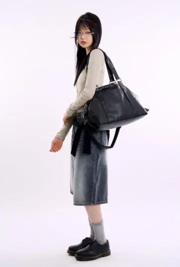 트렁크 가죽 숄더백 블랙