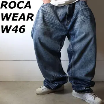 ROCAWEAR 로카웨어 데님 디자인 초와이드 자수 로고 W46