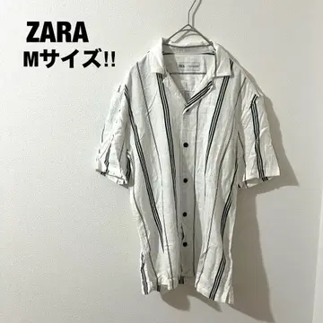 ZARA 자라 반팔 린넨 셔츠 스트라이프 M 레이온 린넨 남성용
