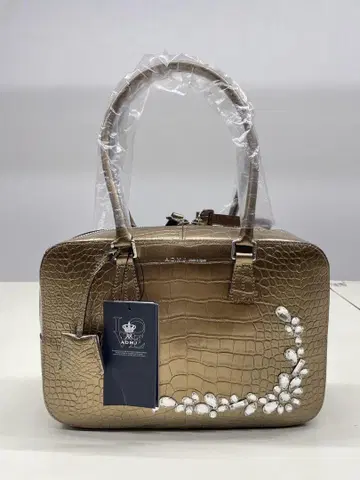 A.D.M.J. 악어 엠보싱 크리스탈 소잉 보스턴 28cm 브론즈