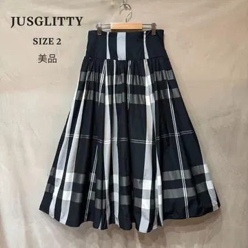 새상품급 JUSGLITTY 저스길리티 체크 턱 개더 스커트